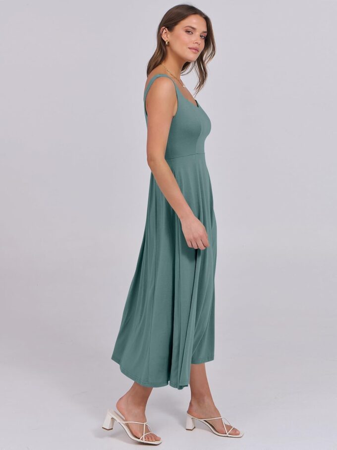 ANRABESS Women Summer Casual Dress Sleeveless Smocked Back Tank Midi Dresses 2025 Beach Vacation Sundress with Pockets – Bild 3