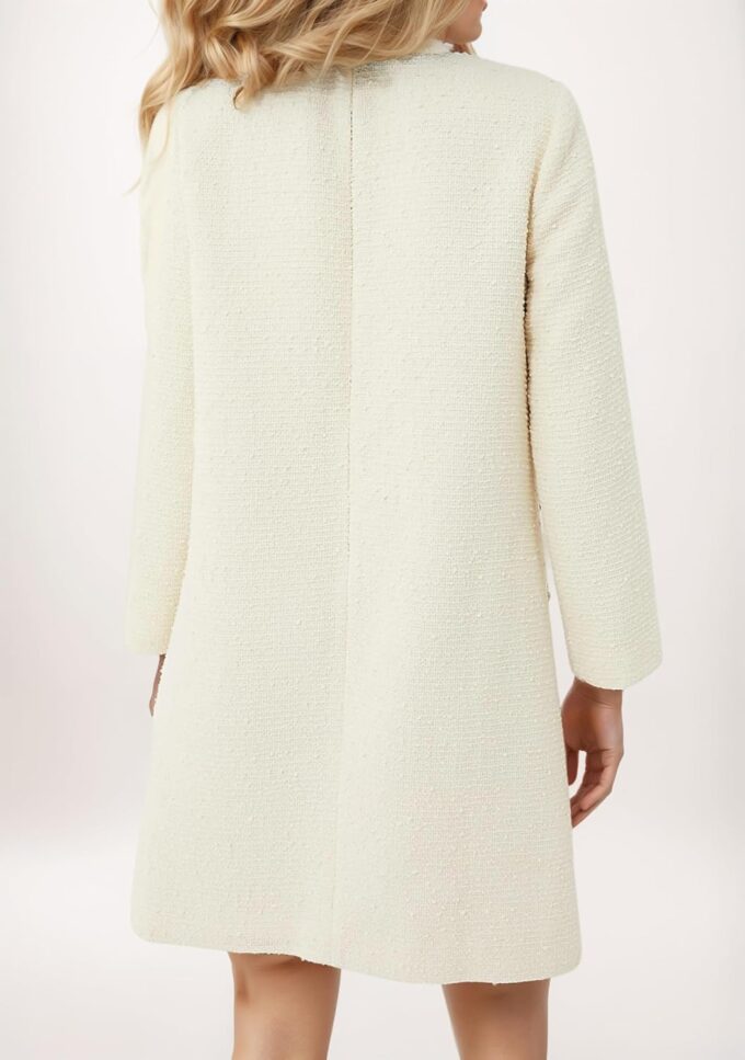 Kedera Damen-Jackie-Kleid aus Tweed, langärmelig, elegant, Rundhalsausschnitt, Business-Party, Vintage-Knöpfe, figurbetontes Mini-Jackie-Kleid – Bild 2