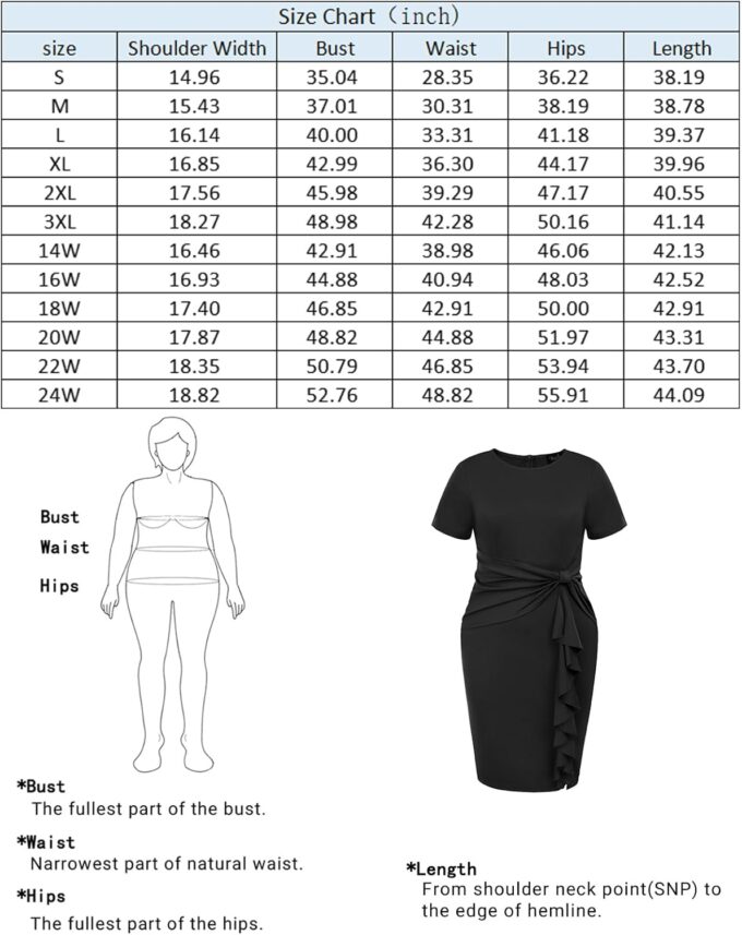 Hanna Nikole Wmens Plus Size Wear to Work Dress 50s Vintage Ruffle Peplum Cocktail Pencil Knee Dress – Bild 4