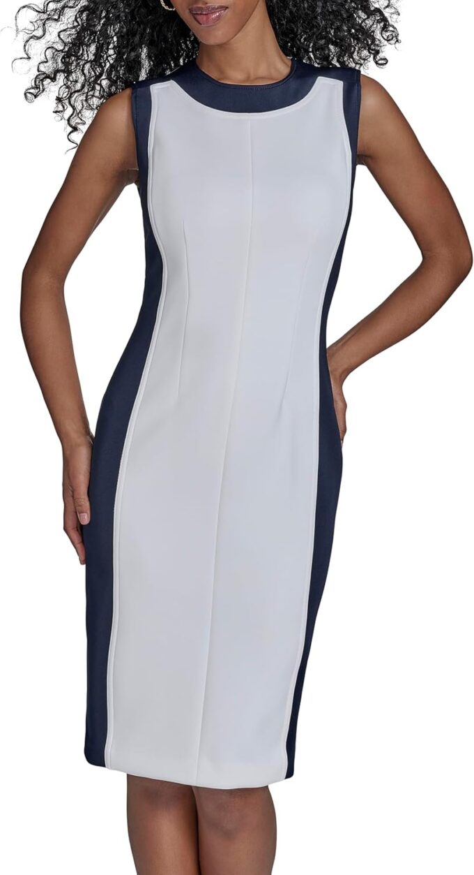 Calvin Klein Women's Sheath Colorblock Knee Length Dress