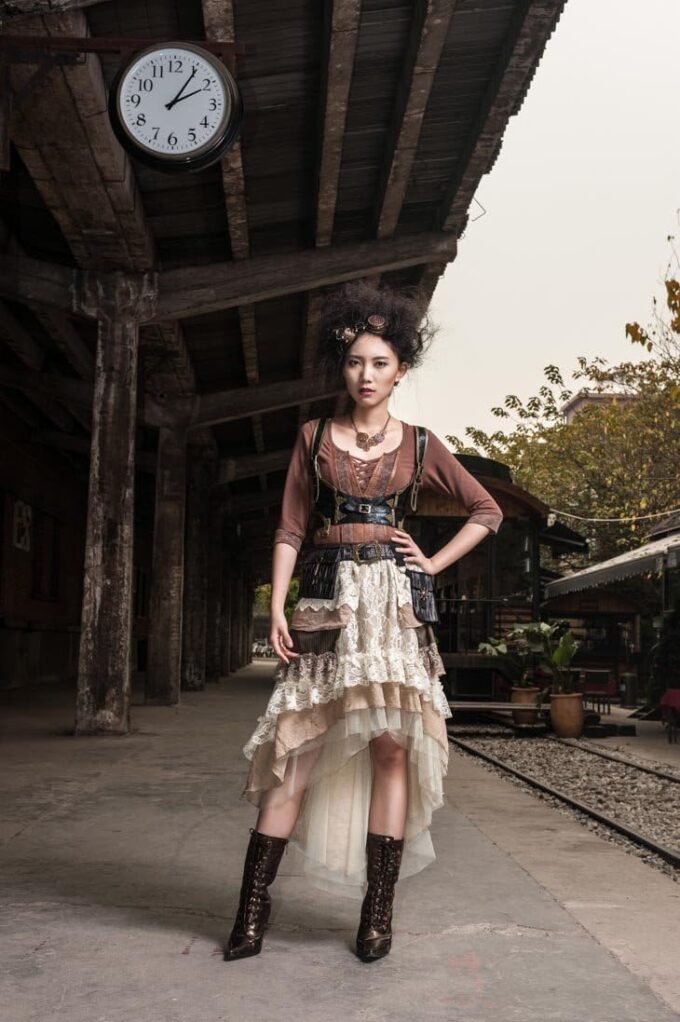 Steampunk Victorian Gothic Sexy Prom Dresses Homecoming & Wedding Dresses in Beige - One Size – Bild 4