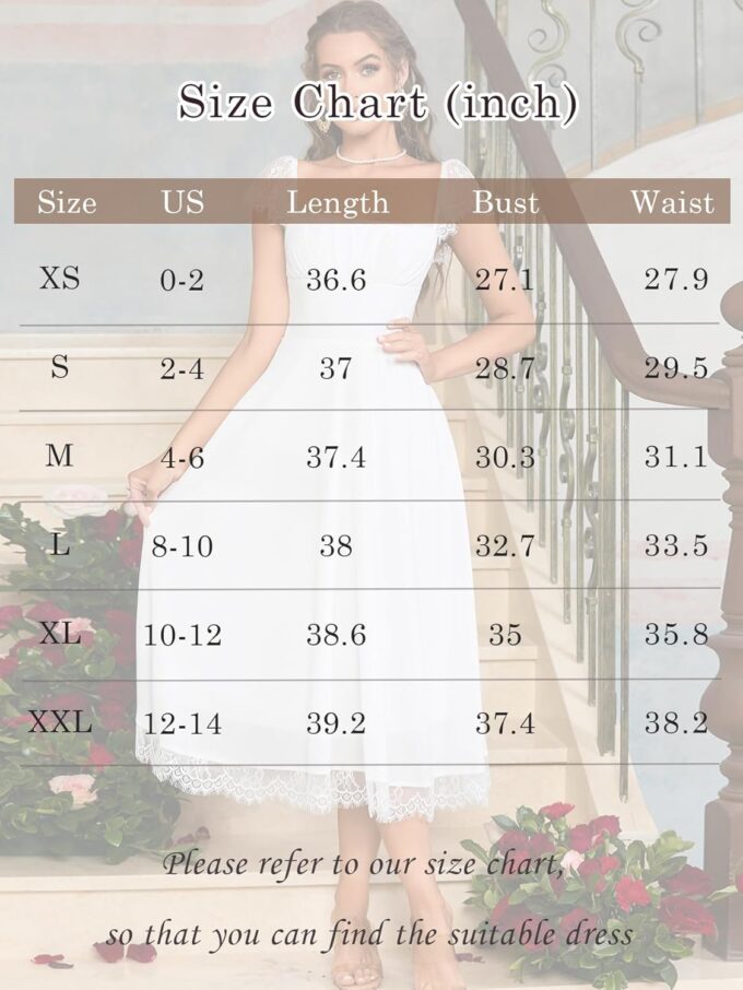 EYNMIN Lace Strap Chiffon Dresses for Women Casaul Flowy A Line Midi Tea Party Dress – Bild 6