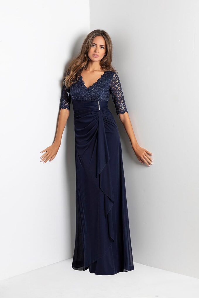 Betsy & Adam Women's Floor-Length, 3/4 Sleeve, Embellished, with Fitted Silhouette – Bild 8