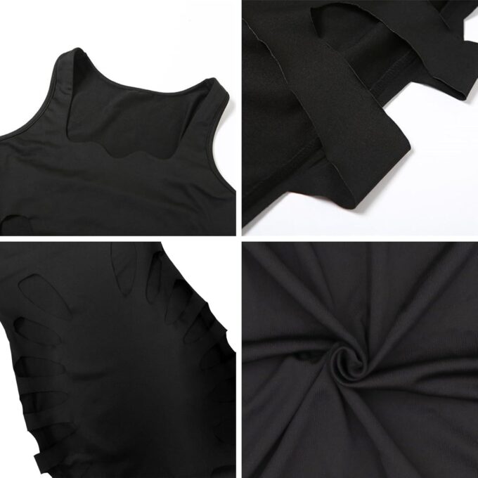 Women's Sexy Sleeveless Hollow Out Maxi Dress Tassel See Through Backless Bodycon Party Club Long Dress – Bild 7