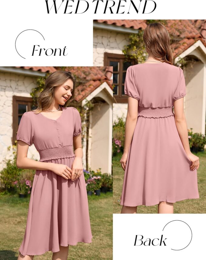Wedtrend Vintage Dress for Women 1950s Dress Smocked Cocktail Dresses Church Retro Dresses with Pockets – Bild 5