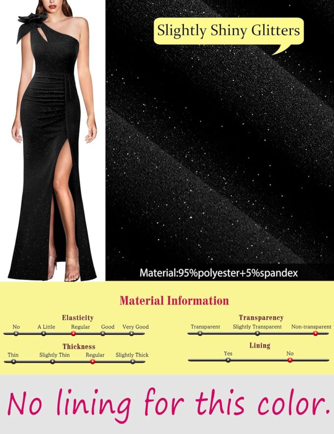 VFSHOW Womens 3D Flower One Shoulder Ruched Prom Formal Wedding Guest Maxi Dress 2023 Sexy Cocktail Split Cutout Evening Gown – Bild 6