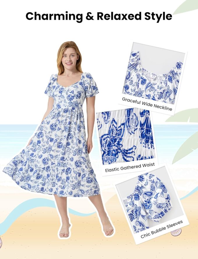 PATPAT Family Matching Summer Outfits, Mommy and Me Matching Shirts Dresses Paisley Print Matching Dresses for Family – Bild 5