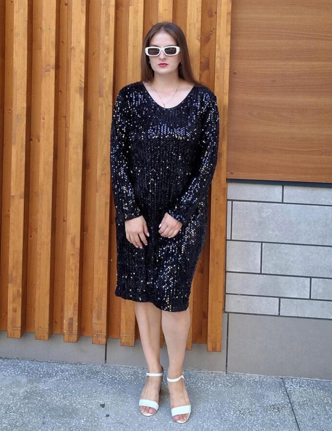 IN'VOLAND Womens Sequin Dress Plus Size V Neck Party Cocktail Dresses – Bild 5