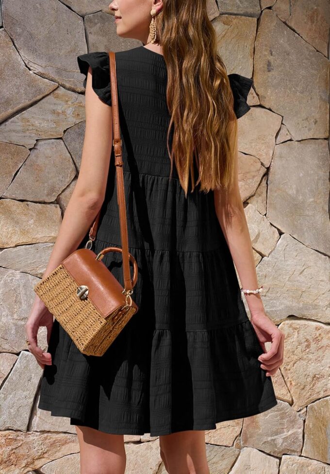 Yousify Summer Dresses for Women 2025 Ruffle Sleeve Mini Babydoll Dress Beach Casual Loose Flowy Dresses Sundress – Bild 5