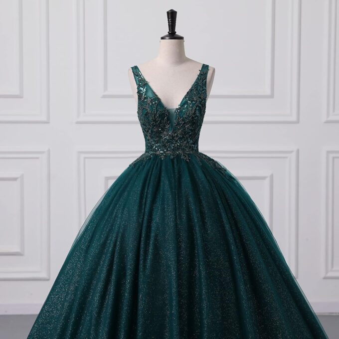 Engerla Women's Beading Sweetheart Ball Gown Tulle Layed Long Quinceanera Dress – Bild 3