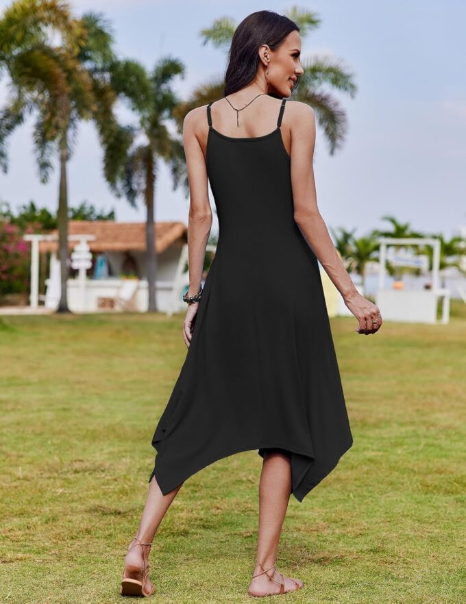 Zeagoo Women Summer Midi Dress 2025 Hawaiian Bohemian Beach Cover Up Dress Floral Spaghetti Strap Casual Dress with Pockets – Bild 6