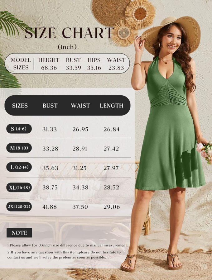 WEACZZY Summer Dresses for Women 2025 Beach Mini Swing Dress Halter V Neck Sleeveless Backless Sundresses with Pockets – Bild 6