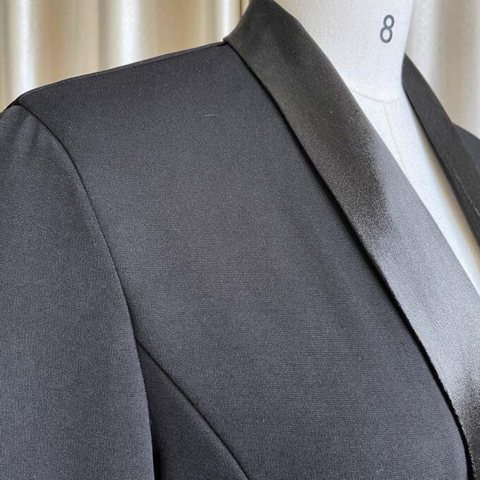 JZCJY Winter Neue Solide V-Ausschnitt Fransen Spleiß Anzug Kragen Europäische und Amerikanische Große Kleid – Bild 2