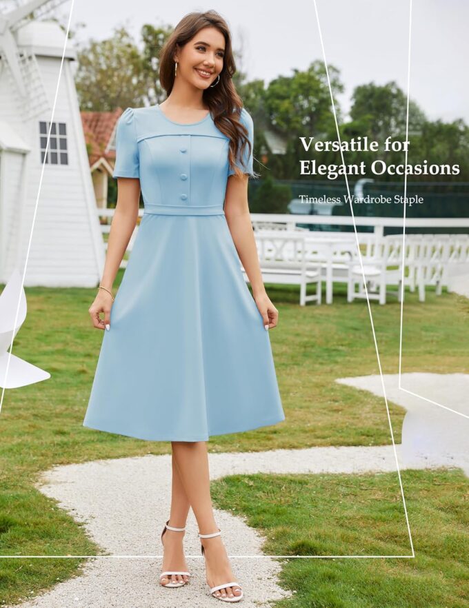 Wedtrend 1950's Vintage Dresses for Women Church Dress with Pockets Tea Party Dresses A Line Wedding Guest Dress – Bild 5