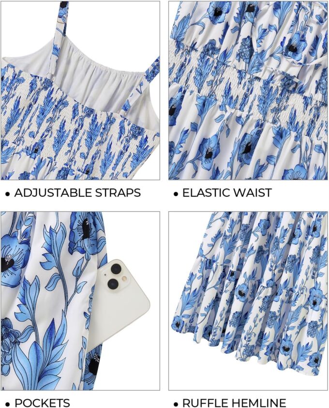 Plus Size Summer Dresses - Boho Maxi Sundress with Pockets Spaghetti Strap Long Casual Sun Dress for Vacation and Beach – Bild 6