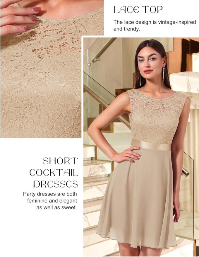 BeryLove Women's Cocktail Dresses | Prom,Sleeveless,Flowy A Line,Wedding Guest Lace Formal Dresses – Bild 3