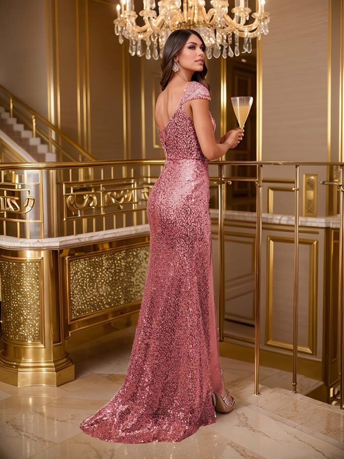High Slit Sexy Evening Gowns Long Prom Dress for Women Formal Elegant – Bild 3