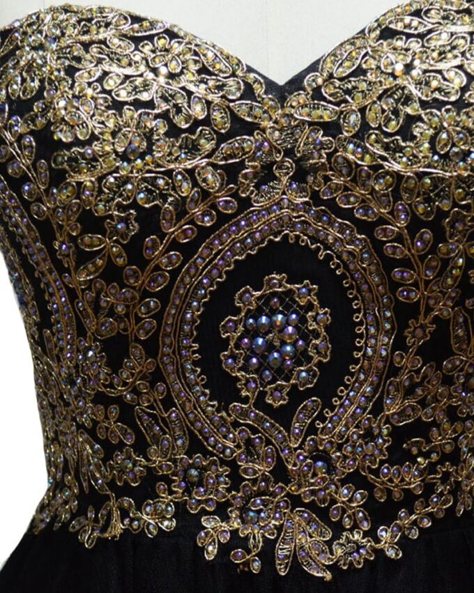 Lemai Tulle Little Black Short Gold Lace Corset Prom Homecoming Cocktail Dresses – Bild 3