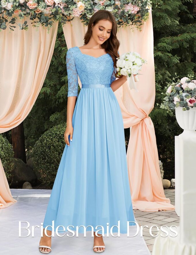 Wedtrend Women's Formal Dress Mother of The Bride Dress 3/4 Sleeve Wedding Guest Dress Maxi Evening Gown – Bild 4