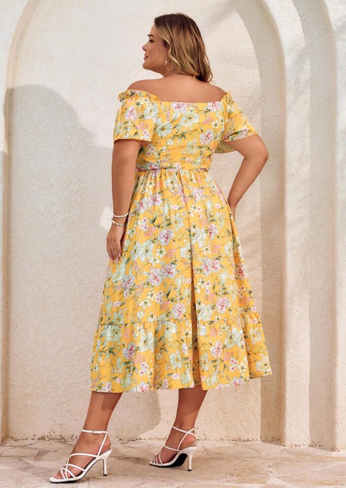 Hanna Nikole Women's Plus Size Summer Maxi Dress Short Sleeve Smocked Square Neck Casual Floral Flowy Dresses with Pockets – Bild 2