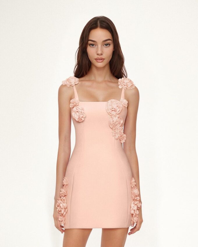 JW PEI Women's Elaina Pink Rosette Applique Mini Dress – Bild 2