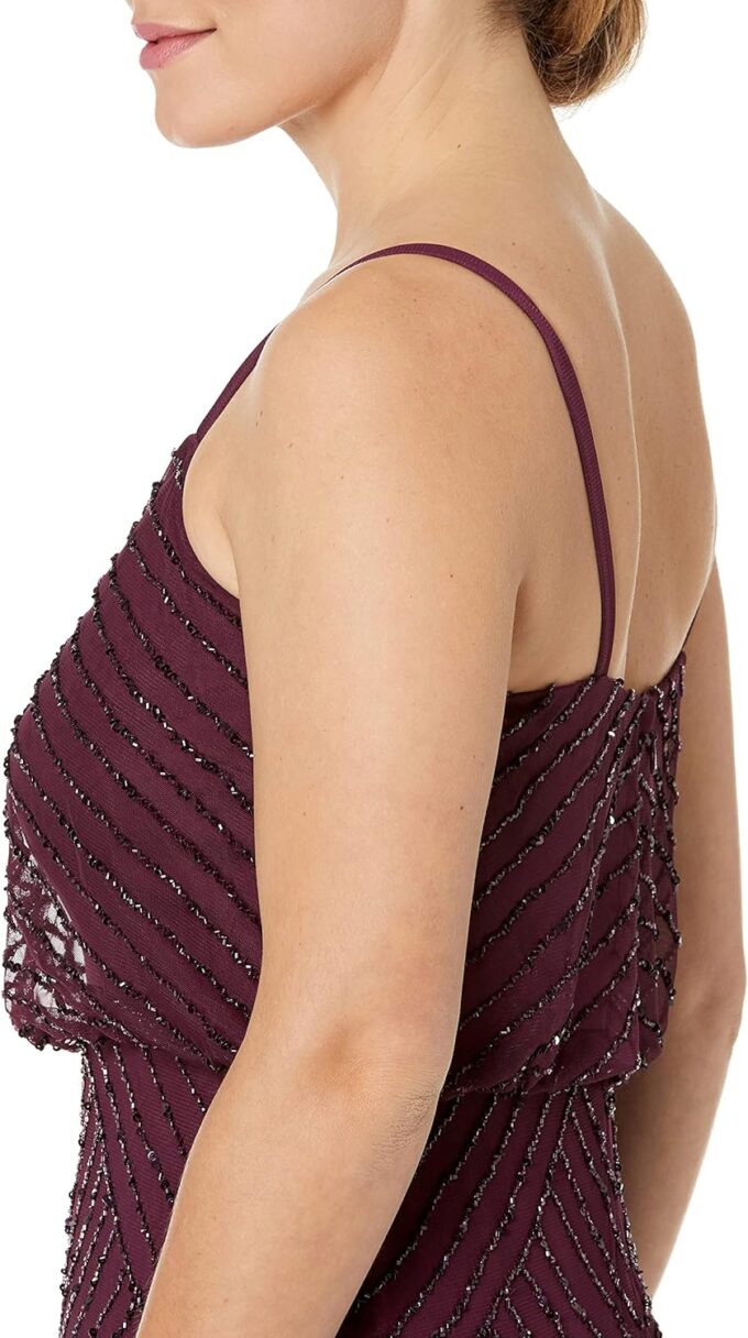 Adrianna Papell Women's Long Beaded Blouson Gown – Bild 3