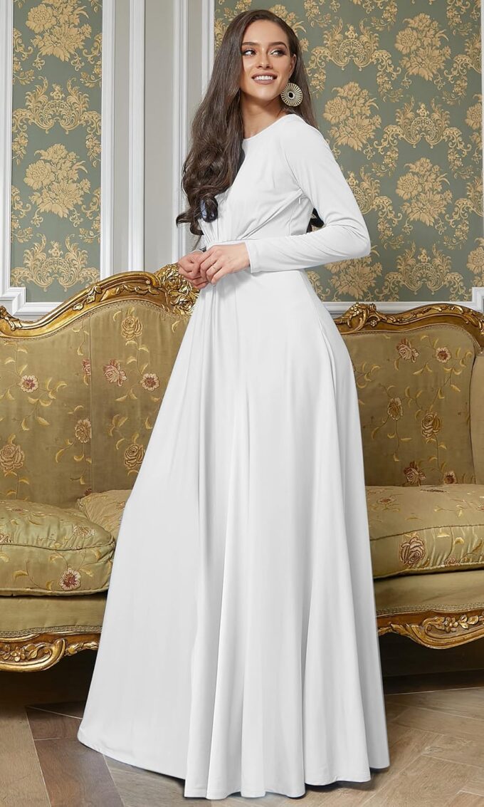 KOH KOH Womens Long Sleeve Flowy Empire Waist Fall Winter Party Gown – Bild 3