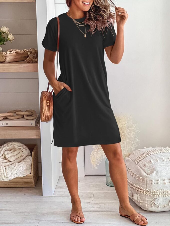 ANRABESS Women's Summer Casual T Shirt Dresses Short Sleeve Crewneck Striped Mini Shift Dress 2025 Beach Vacation Outfits – Bild 6
