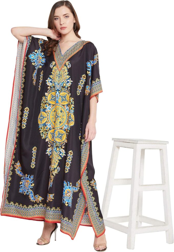 Oussum Women Long Maxi Plus Size Polyester Kaftan Caftan Gown Beach Party Casual Dress – Bild 3