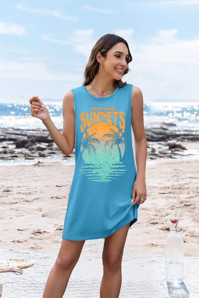 Summer Sundress for Women Graphic Mini Tank Dress Sleeveless Beach Dresses Short Casual Sun Dresses – Bild 3