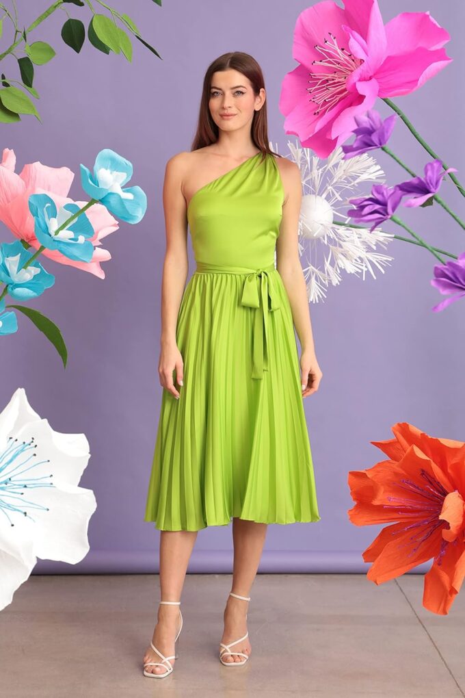 Maggy London Women's One Shoulder Pleated Skirt Dress Event Occasion Party Guest of – Bild 5