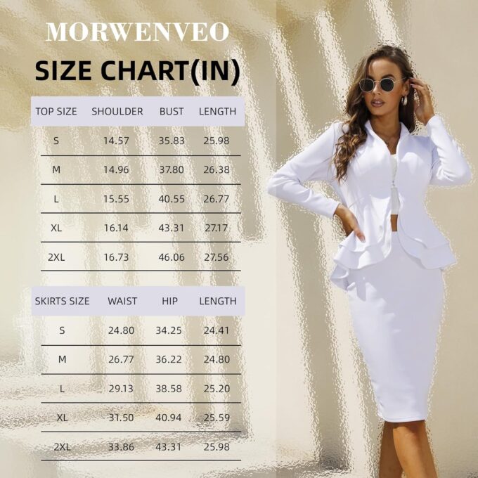 Two Piece Suit Sets Stretchy 2 Piece Outfits for Women Solid Blazer Jacket Skirts Sets – Bild 6