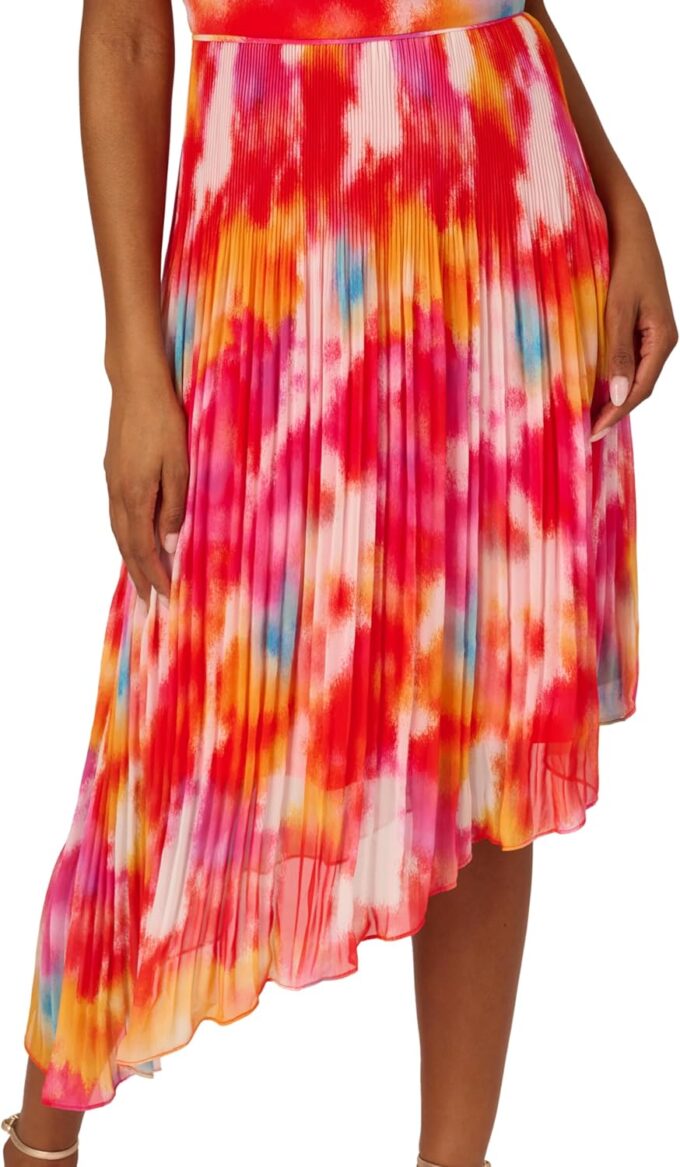 Adrianna Papell Women's Asymmetric Chiffon Ankle Dress – Bild 4