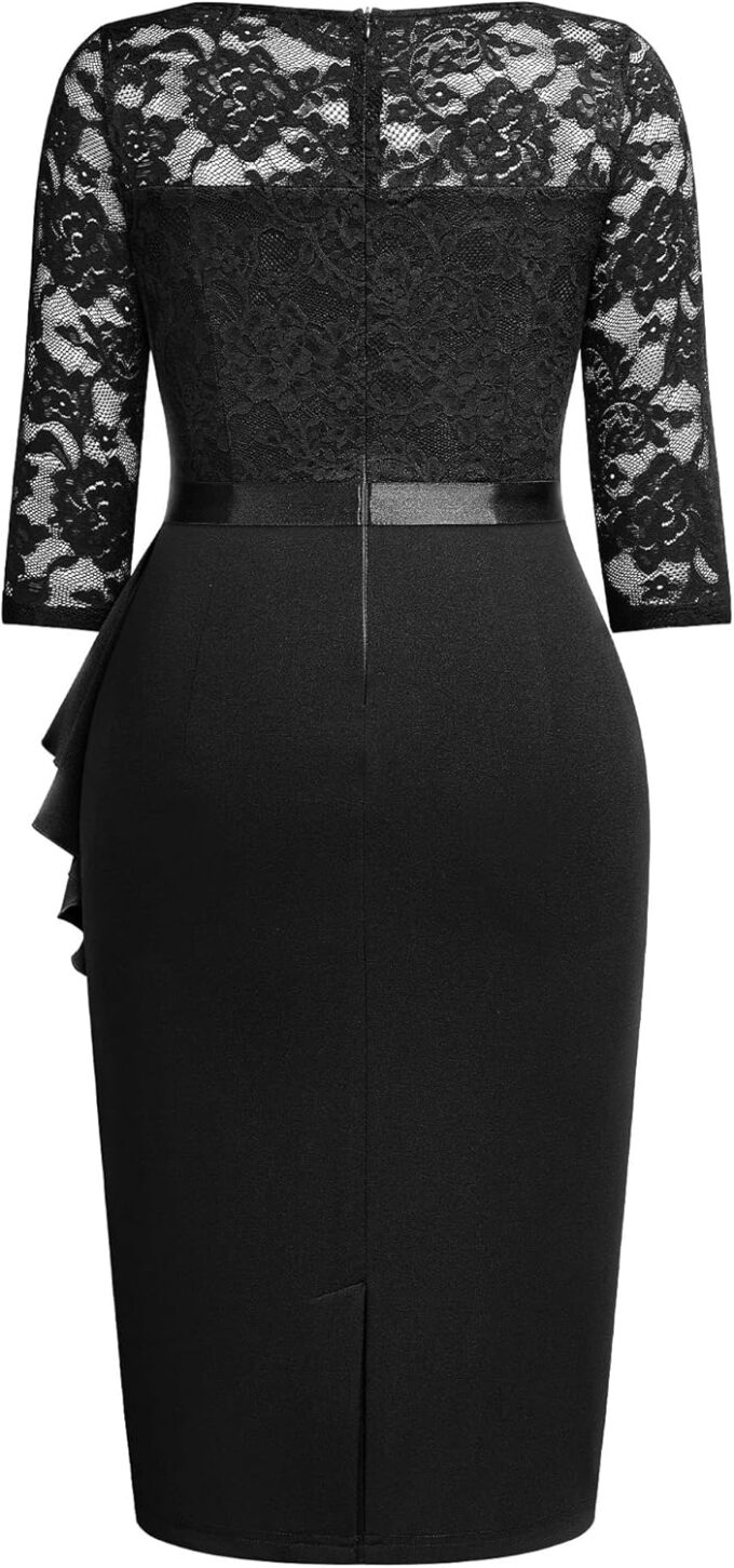 Miusol Women's Plus Size Retro Floral Lace Ruffle V Neck Party Cocktail Dress – Bild 6