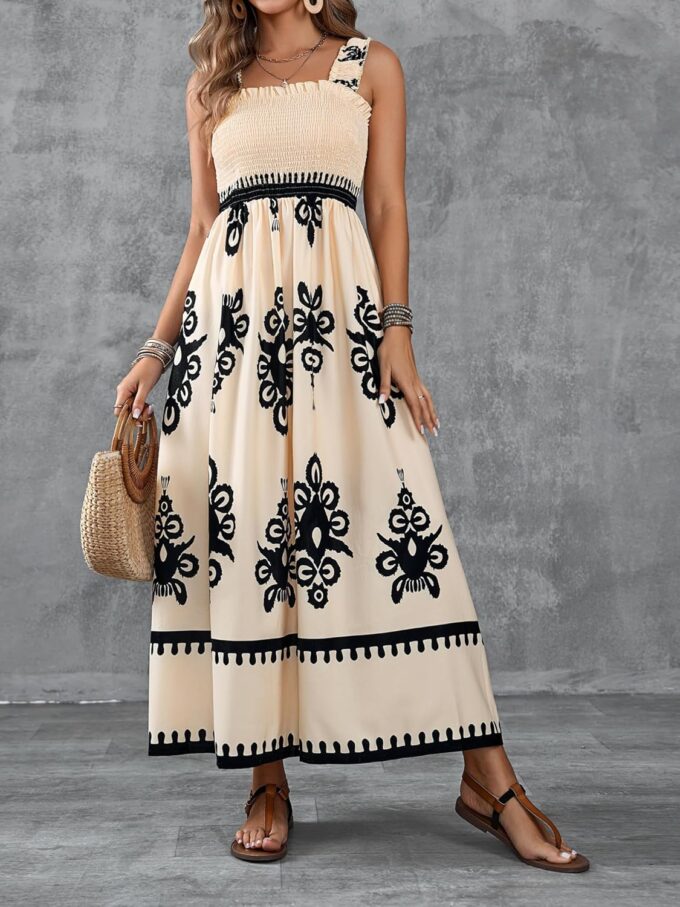 Womens Square Neck Boho Maxi Dress Casual Long Spring Summer Dresses Sundresses for Women Beach Vacation 2025 – Bild 4