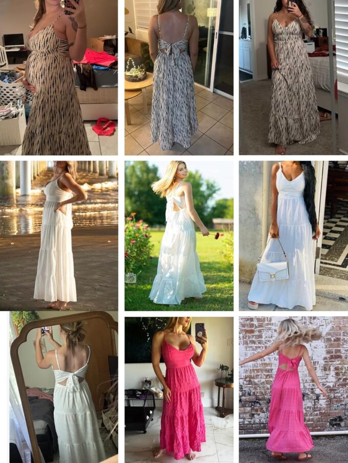 Narecte Women Summer Beach Dresses Spaghetti Strap Maxi Dress Flowy Casual Dress Bohemian Dresses for Vacation & Holiday – Bild 6