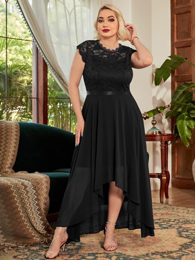 Miusol Women's Plus Size Formal Floral Retro Lace Elegant Bridesmaid Party Maxi Dress – Bild 3