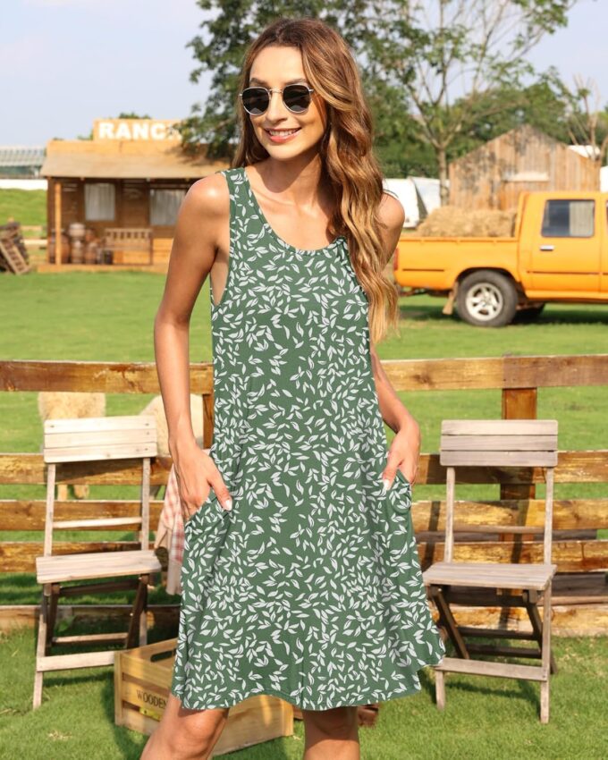 AUSELILY Women's Summer Dress Sleeveless Floral Mini Dresses with Pockets Bohemian Dress 2025 New – Bild 2