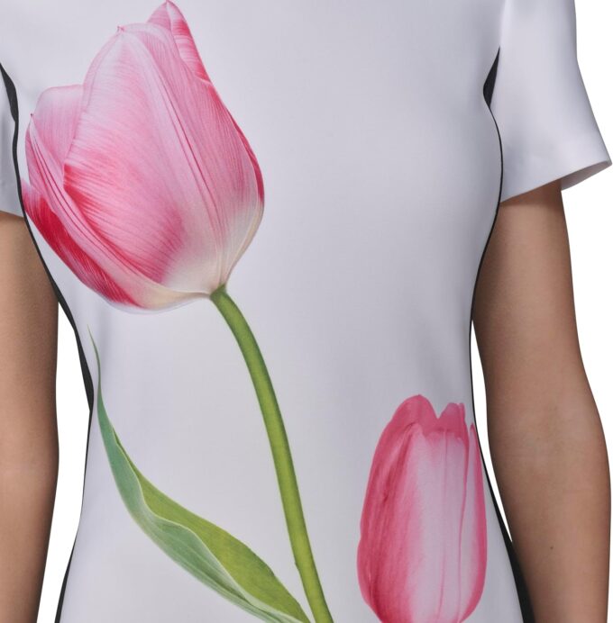KARL LAGERFELD Women's Printed Short Sleeve Contrasting Sheath Dress – Bild 6
