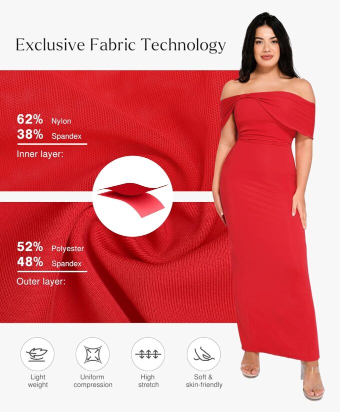 Popilush Off The Shoulder Maxi Dress Wedding Guest Formal Dresses for Women Sleeveless Bodycon Long Shapewear Prom Dress – Bild 5