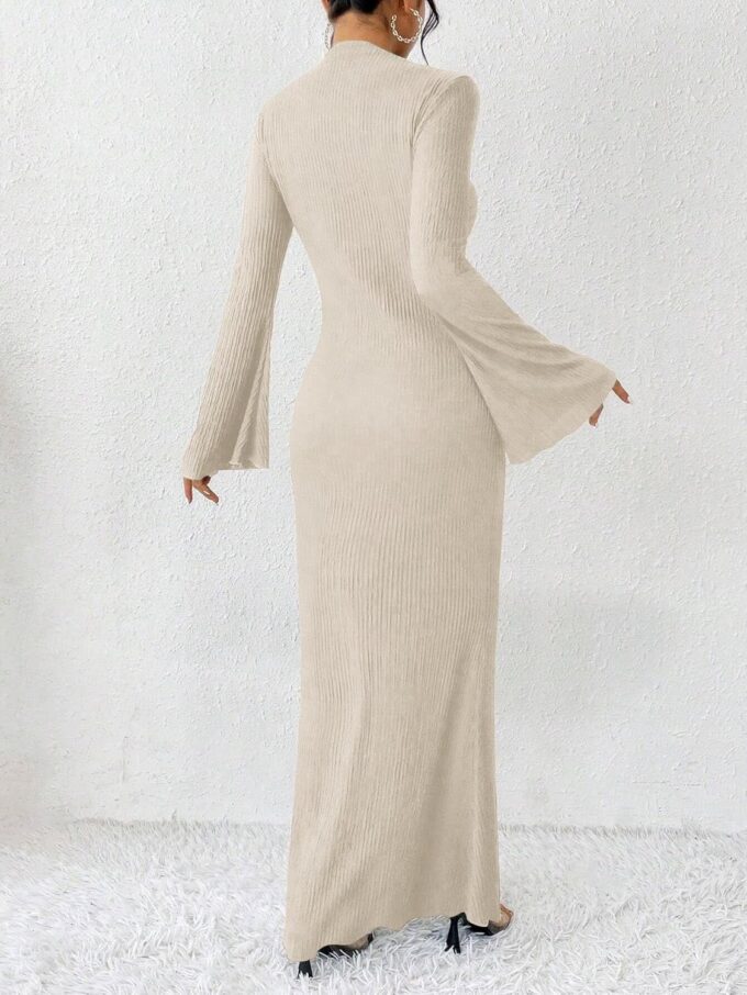 Narecte Fall Dresses for Women 2025 Maxi Dresses Solid Color Boho Dress Flare Sleeve Bodycon Dress – Bild 5