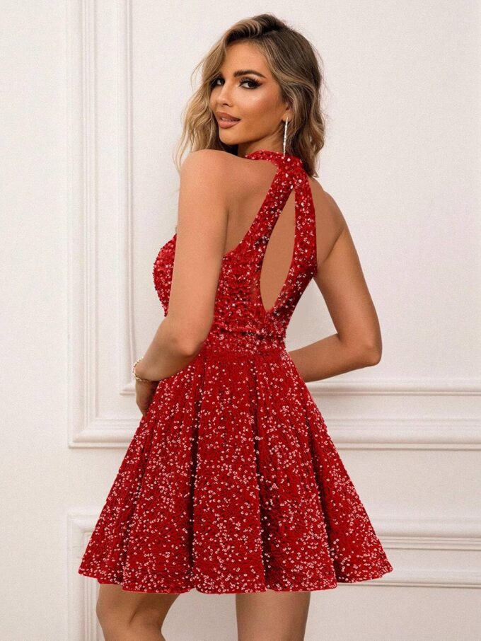 Sequin Homecoming Dresses for Teens 2025 Halter-Neck A-line Sparkly Short Prom Evening Formal Party Ball Gowns – Bild 2