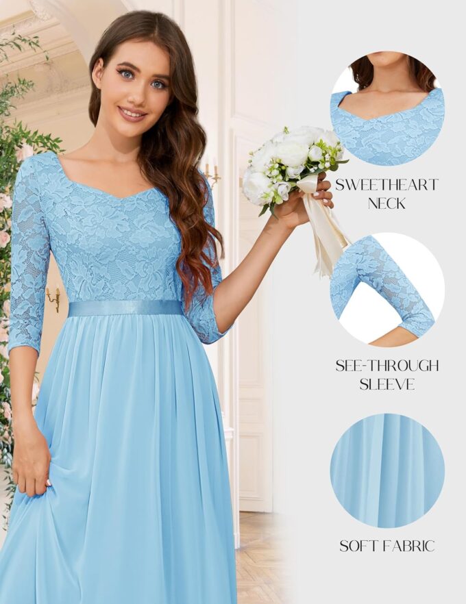 Wedtrend Women's Formal Dress Mother of The Bride Dress 3/4 Sleeve Wedding Guest Dress Maxi Evening Gown – Bild 3