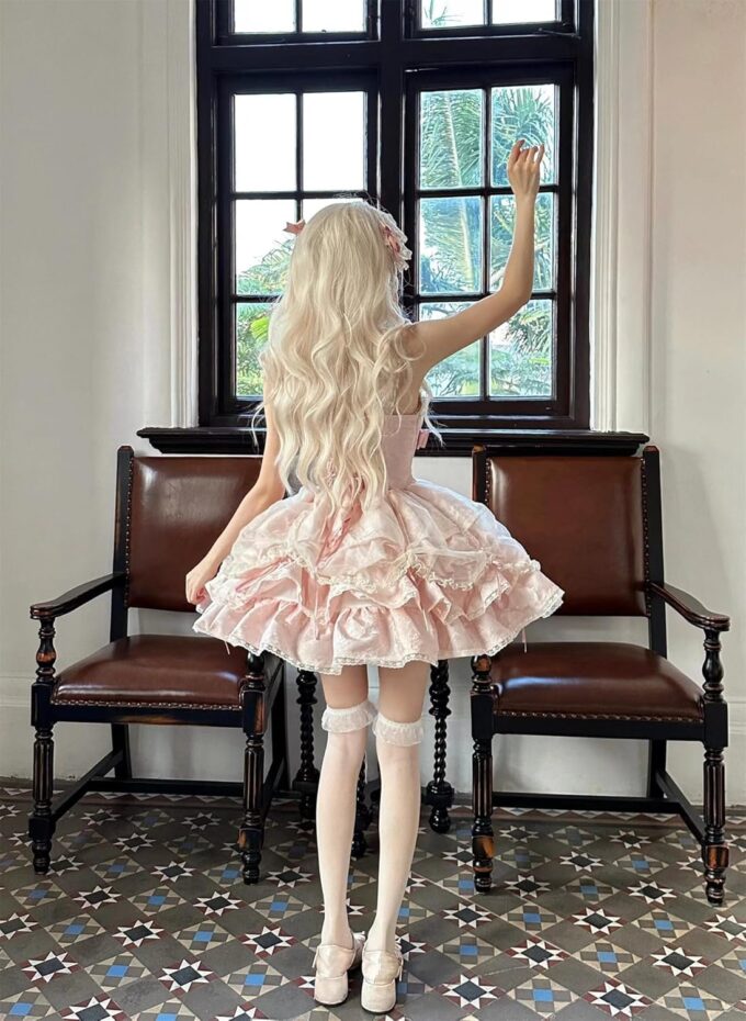 Teens Kawaii Lolita Princess Dress Cute Bow Graduation Holiday Sleeveless Elegant Cocktail Party Ruffle Dresses – Bild 5