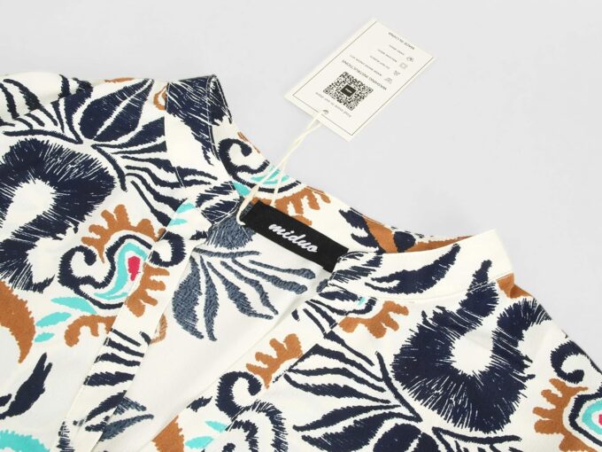 miduo Womens Summer Dress Casual V Neck Buttoned 3/4 Sleeve Bohemian Tribal Print Flowy Mini Dresses – Bild 6