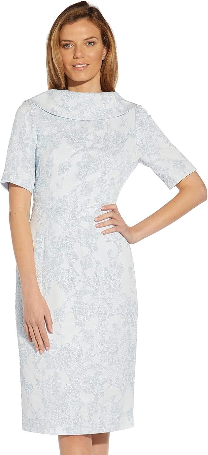 Adrianna Papell Damen Matelasse Kleid mit Rollkragen Cocktailkleid – Bild 4