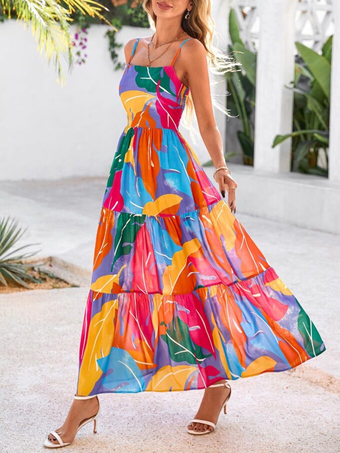 NOLLSOM Women's Summer Dress 2025 Casual Floral Boho Maxi Dresses Sleeveless Spaghetti Strap Long Beach Sun Dresses – Bild 5