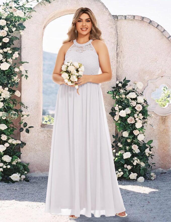 Wedtrend Women's Formal Dress, Halter Long Prom Dress Floral Lace Bridesmaid Dresses – Bild 5