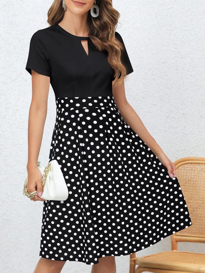 YATHON Women's Vintage Floral Flared A-Line Swing Casual Party Dresses with Pockets – Bild 3