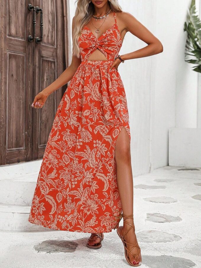 Womens Maxi Dress Long Flowy Halter Casual Cut Out Sexy Summer Floral Beach Sun Dresses for Women 2025 Vacation – Bild 4